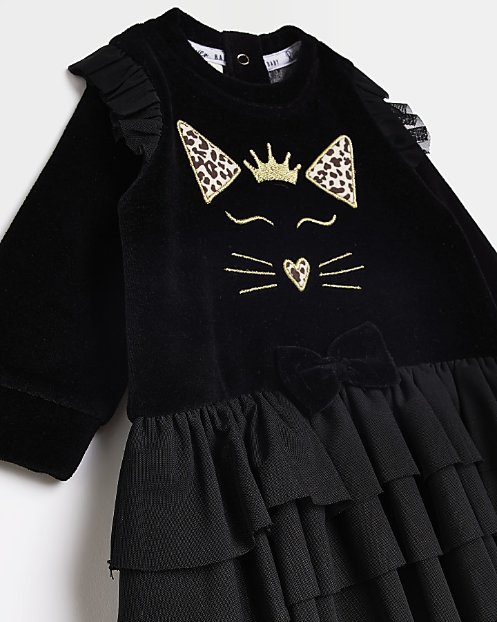 Baby girls Black Halloween Cat All In One