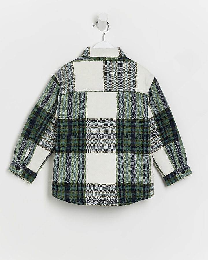 Mini Boys Green Quilted Check Shacket