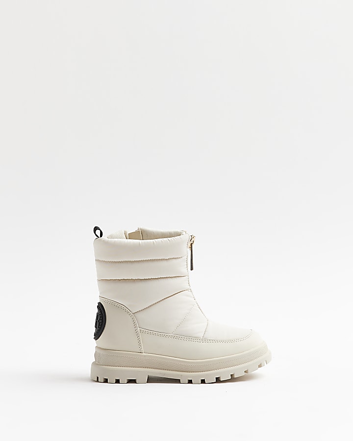 Girls white discount snow boots