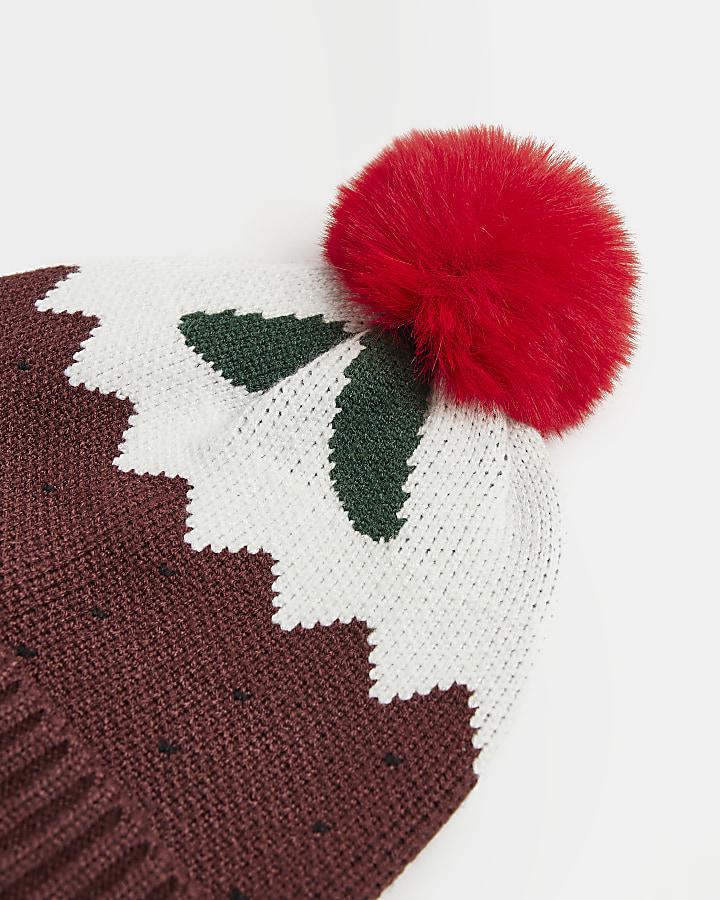Baby brown Christmas Pudding Beanie Hat