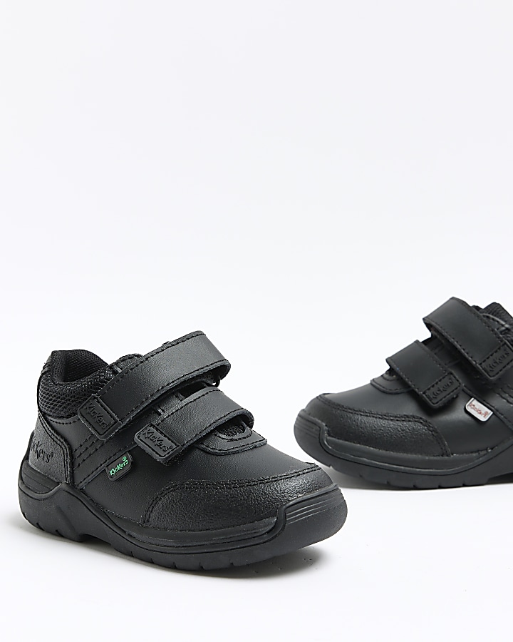 Boys black Kickers velcro strap shoes
