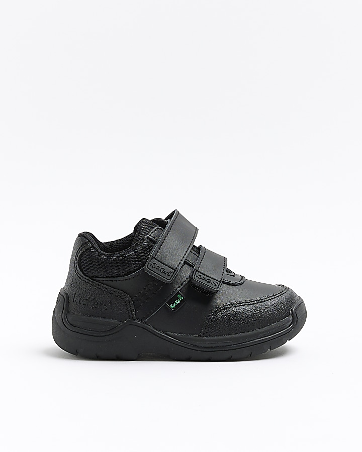 Boys black Kickers velcro strap shoes