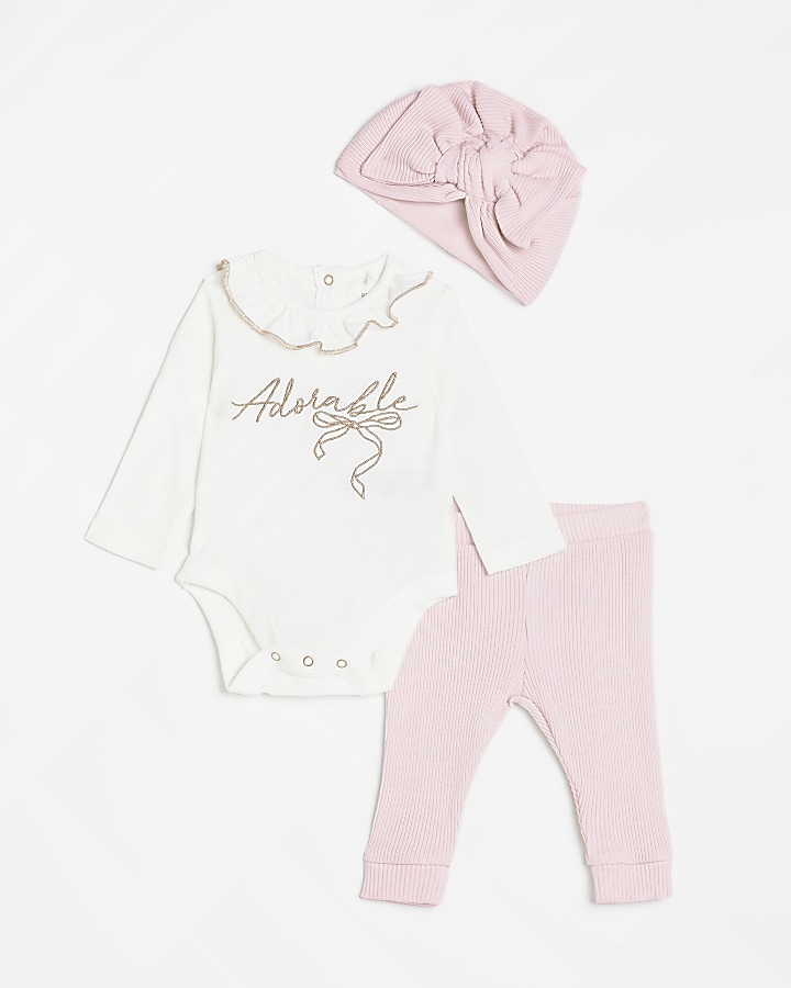 Baby Girls Pink Bodysuit and Leggings Set