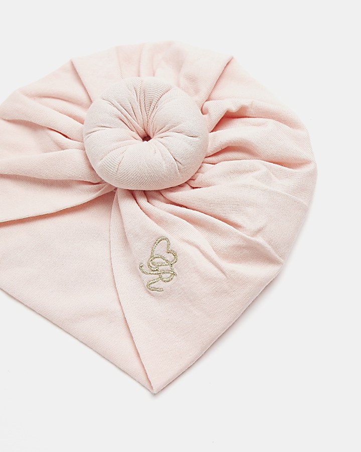 Baby Girls Pink Marl Knot Turban hat