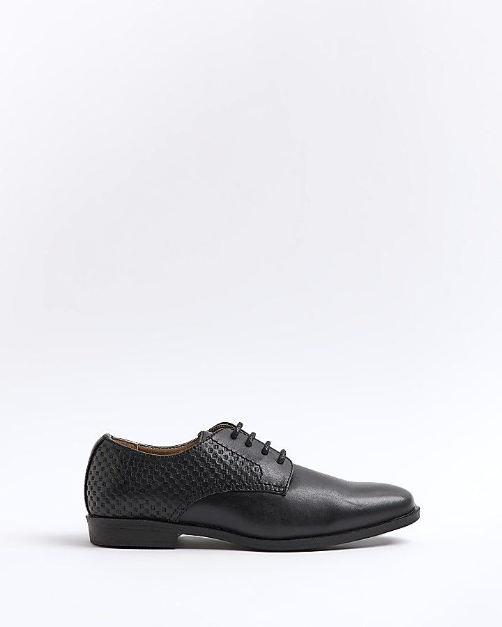 Boys Black Leather embossed Pointed shoes