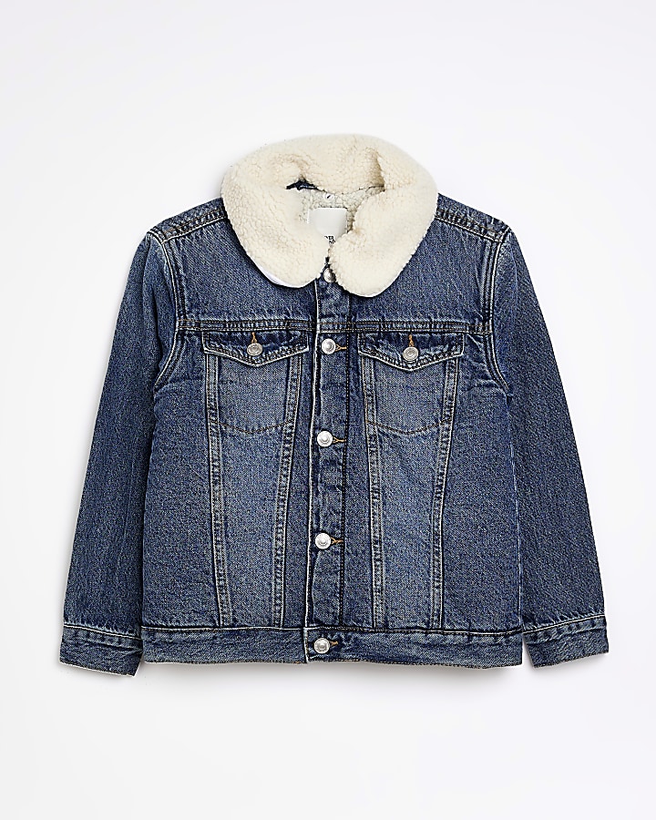 Blue borg denim discount jacket