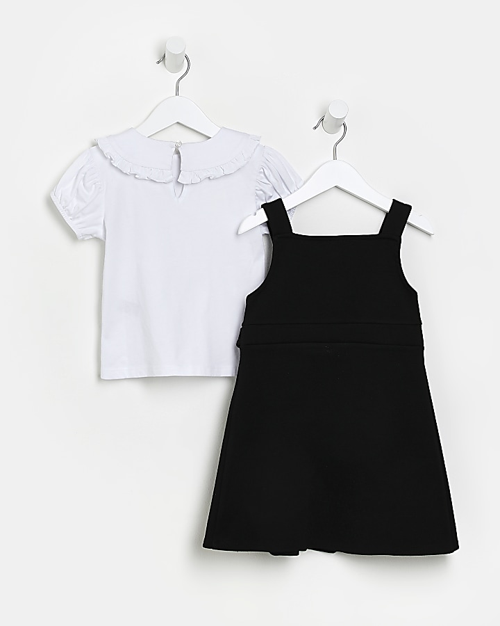 Mini girls Black Pleated Pinny 2in1 dress