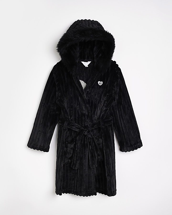 Girls black 2025 dressing gown