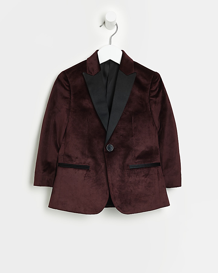 Boys red 2024 velvet blazer