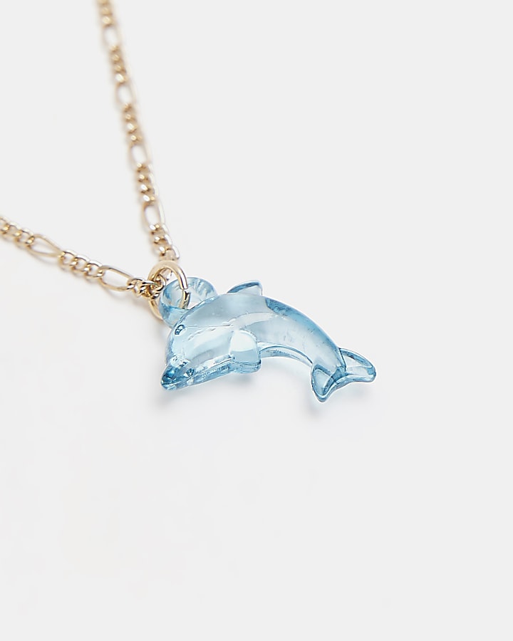 Girls gold dolphin pendant necklace