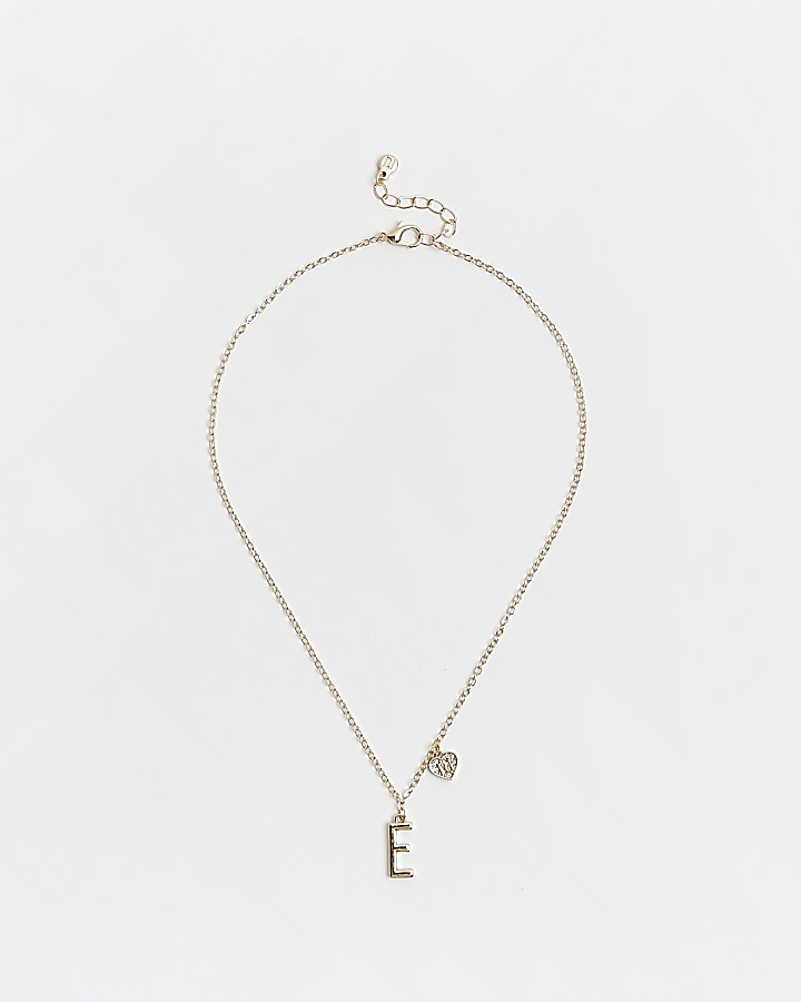 Girls gold initial 'E' necklace