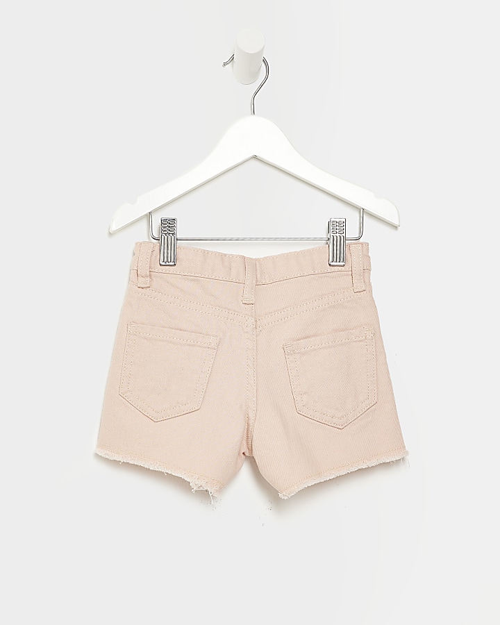 Mini girls pink mom denim shorts