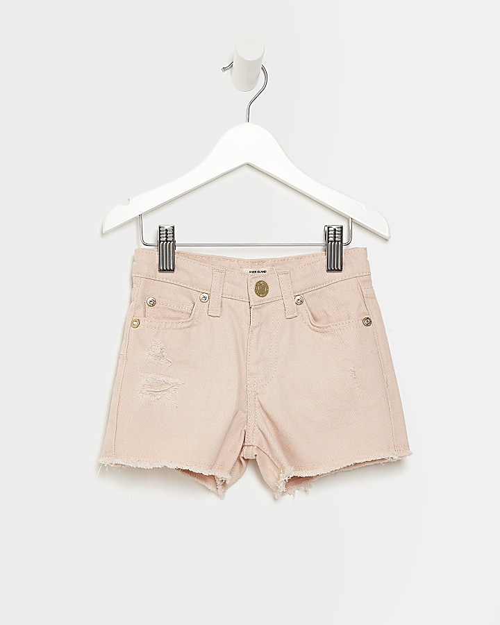 Mini girls pink mom denim shorts