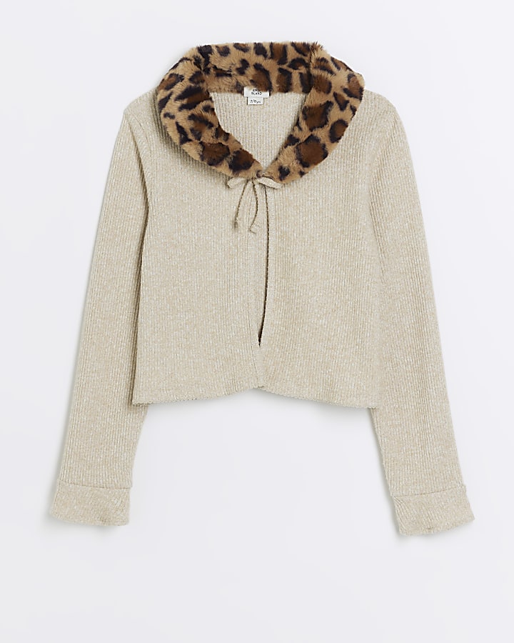 Faux fur clearance trim cardigan