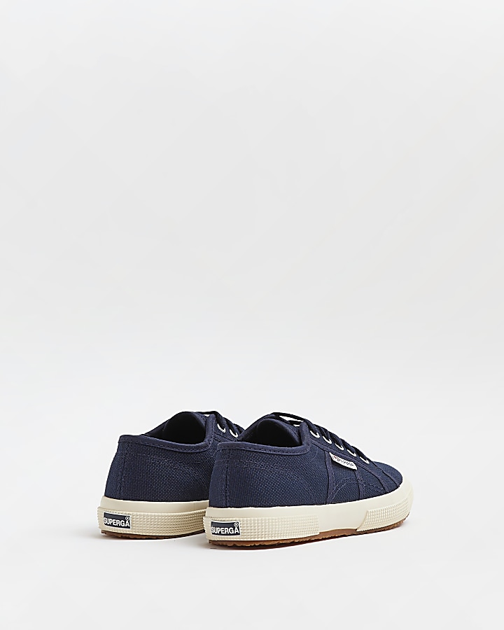 Navy Superga lace up canvas Trainers | River Island