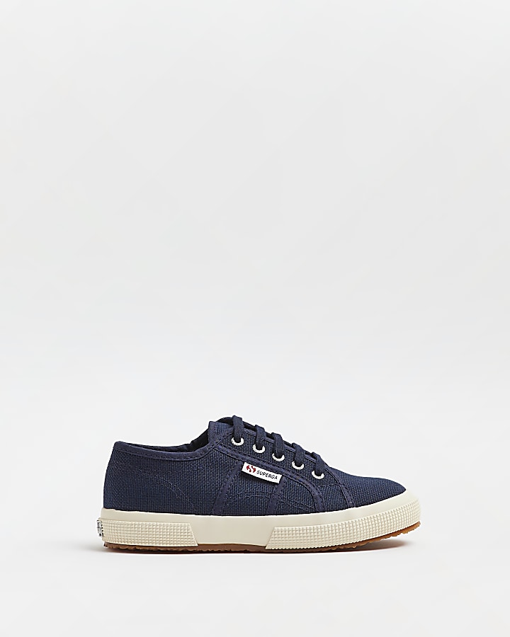 Navy Superga lace up canvas Trainers River Island