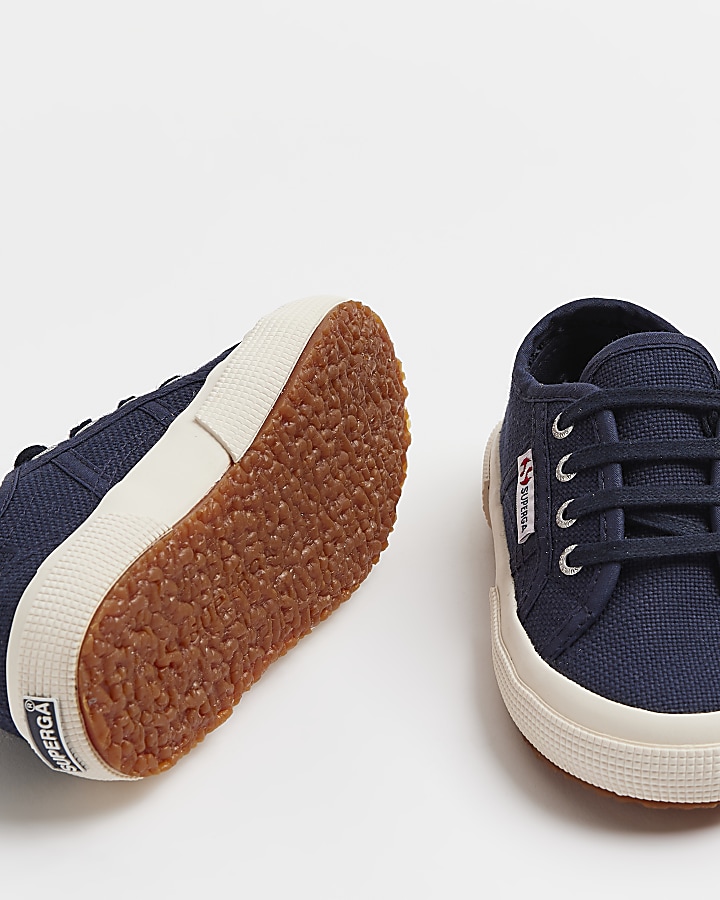 Mini Navy Superga lace up canvas trainers