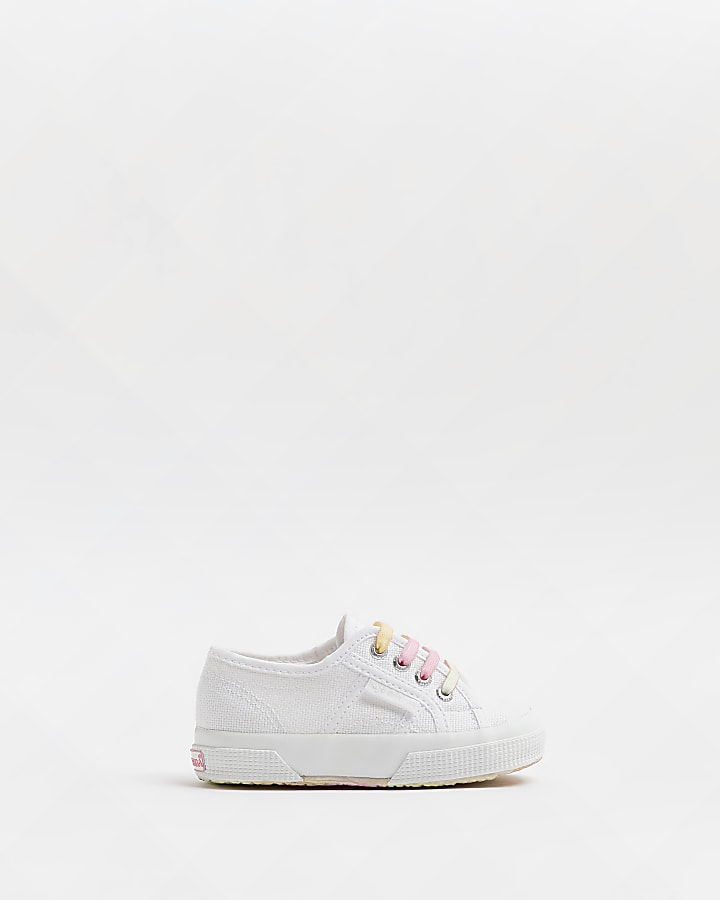 Mini girls White Superga Rainbow Trainers