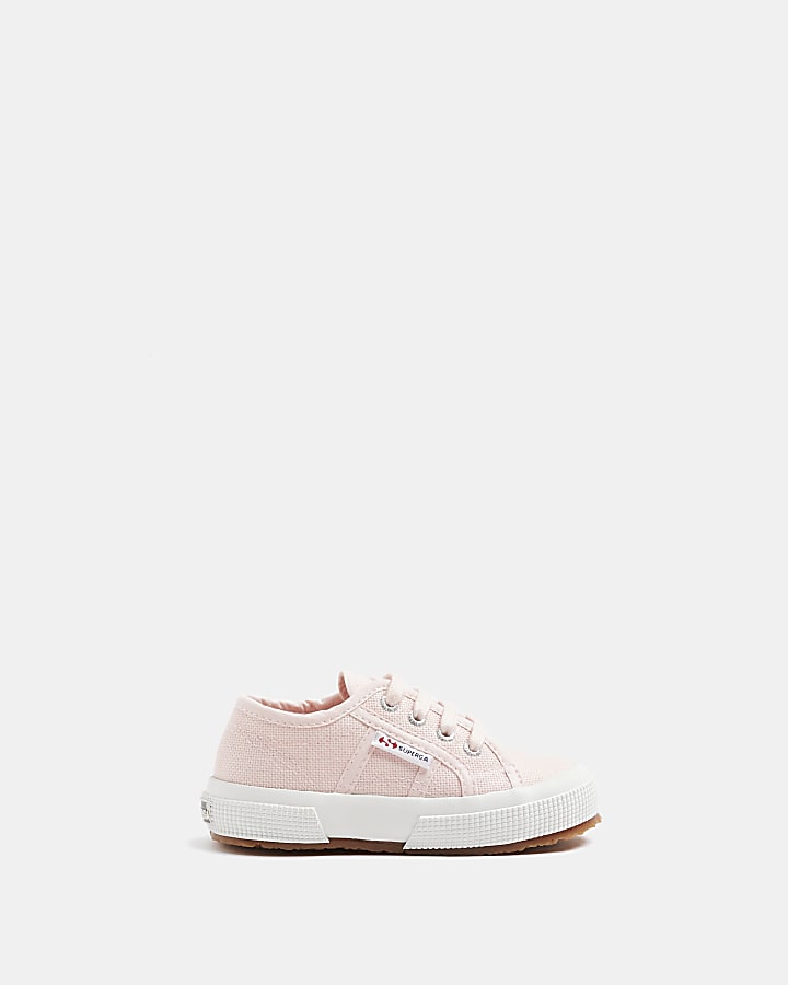 Mini girls pink Superga lace up trainers