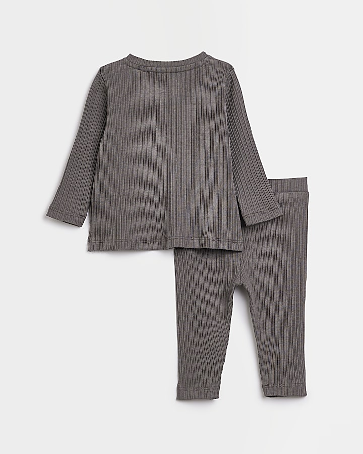 Baby Boy Grey Long Sleeve Organic Rib set