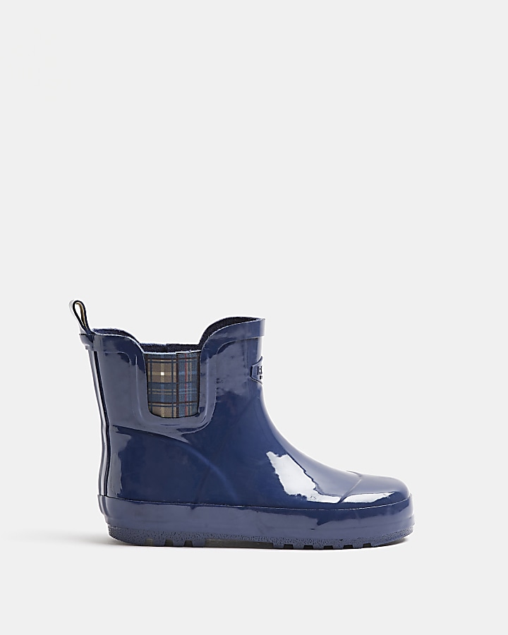 Boys Navy Rubber Chelsea Wellie Boots River Island