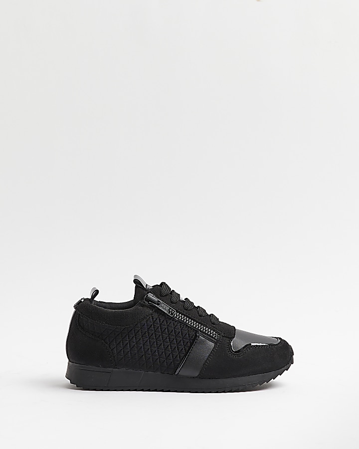 Boys Black Scuba Zip detail Trainers