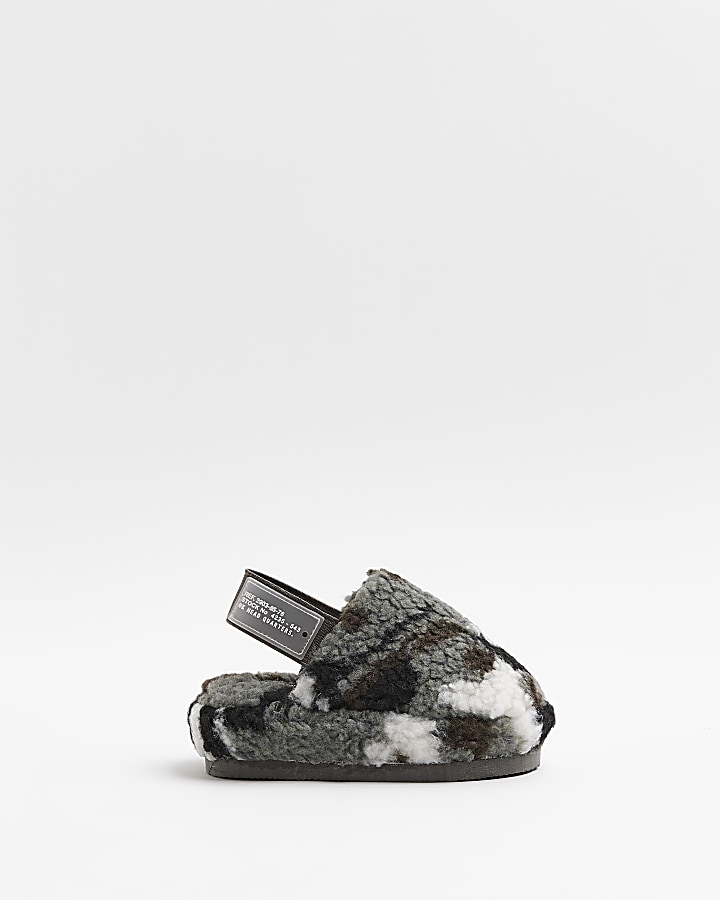 Mini Boys Grey Borg Camo Mule Slippers