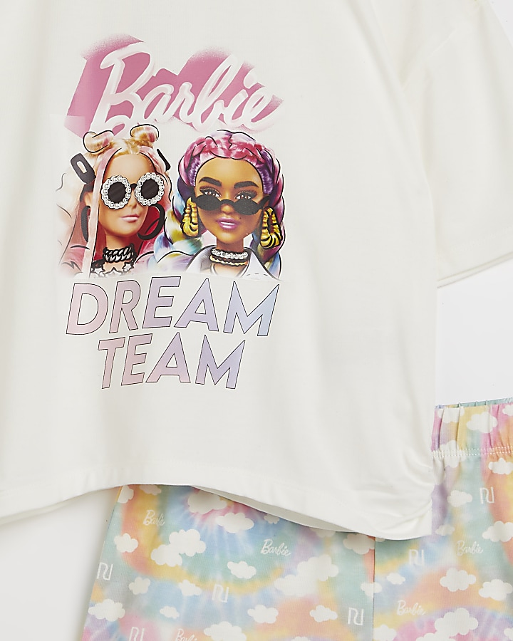 Girls white RI x Barbie dream team pyjama set