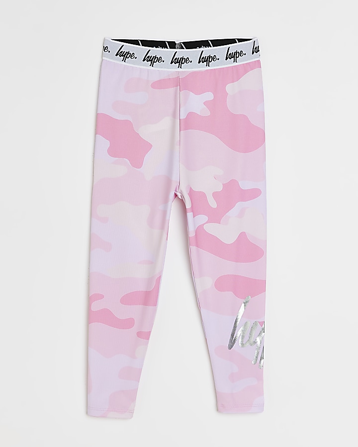 Girls pink HYPE camo print leggings