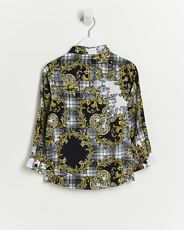 Mini Boys Black Check Baroque Shirt