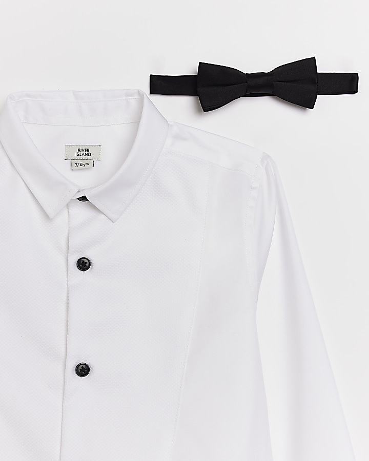 Boys White Dinner Shirt and Bow Tie Set