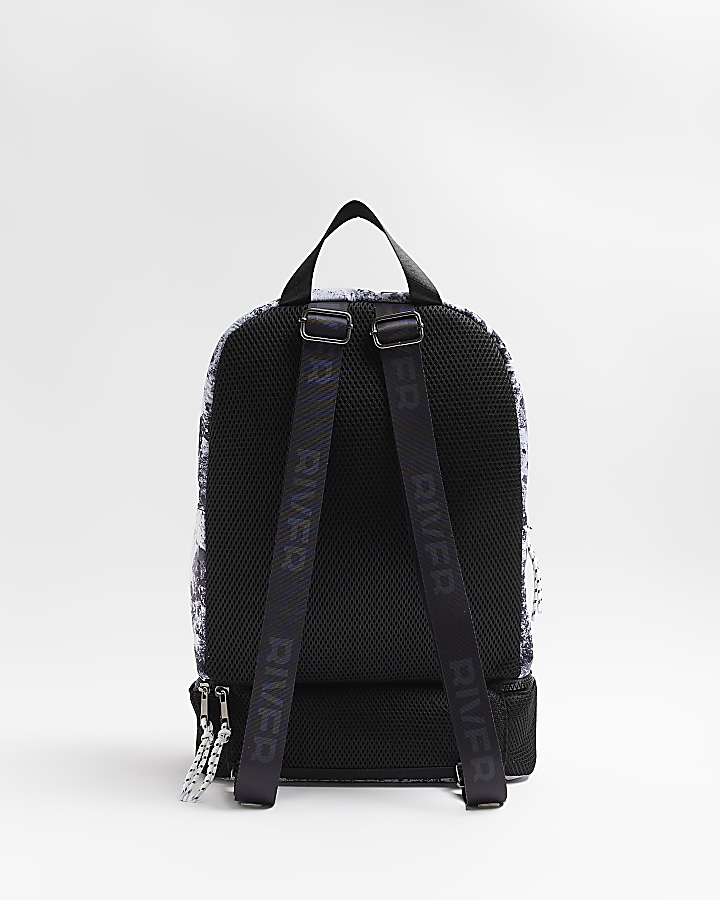 Boys black nylon marble backpack