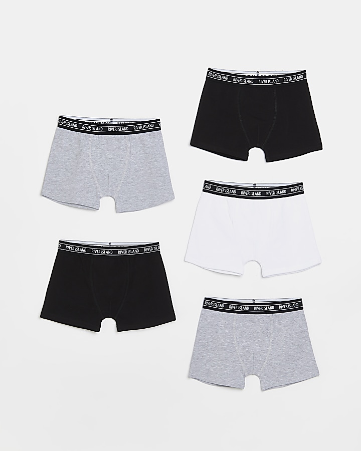 Boys Grey Monochrome boxer shorts 5 pack