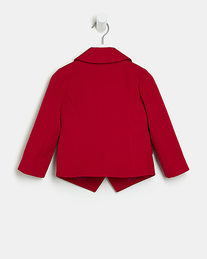 Mini Girls Red Military Buttoned Blazer