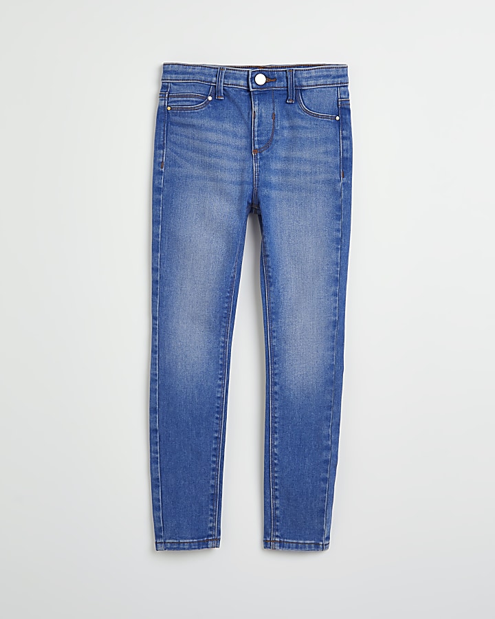 Girls blue Molly skinny jeans | River Island