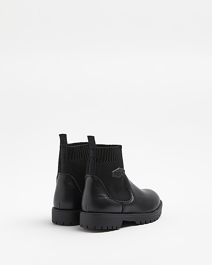 Mini boys black sock boots