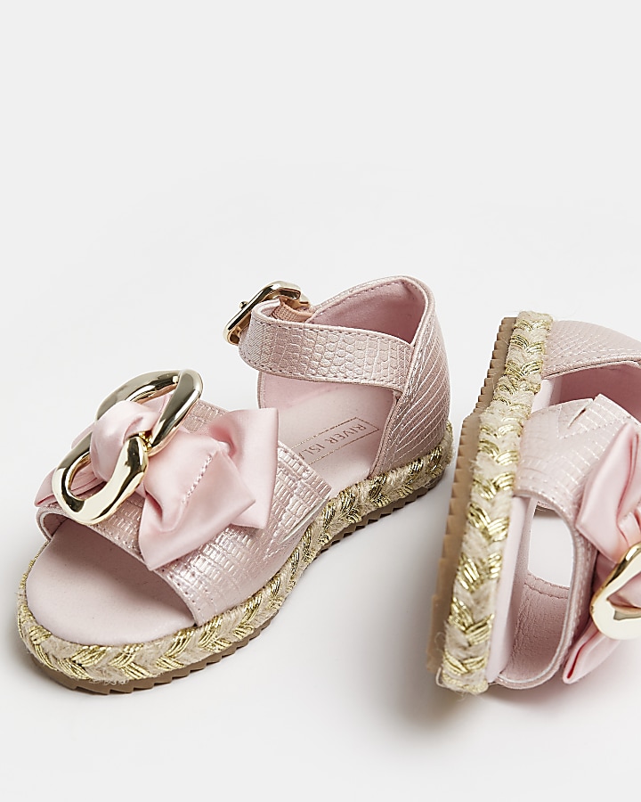 Mini girls pink espadrille bow sandals