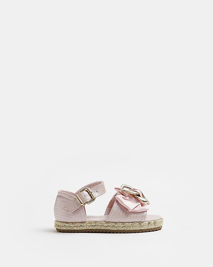 Mini girls pink espadrille bow sandals