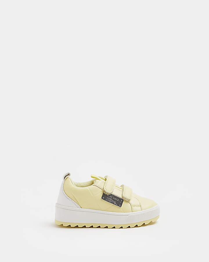 Mini girls Yellow Quilted velcro trainers