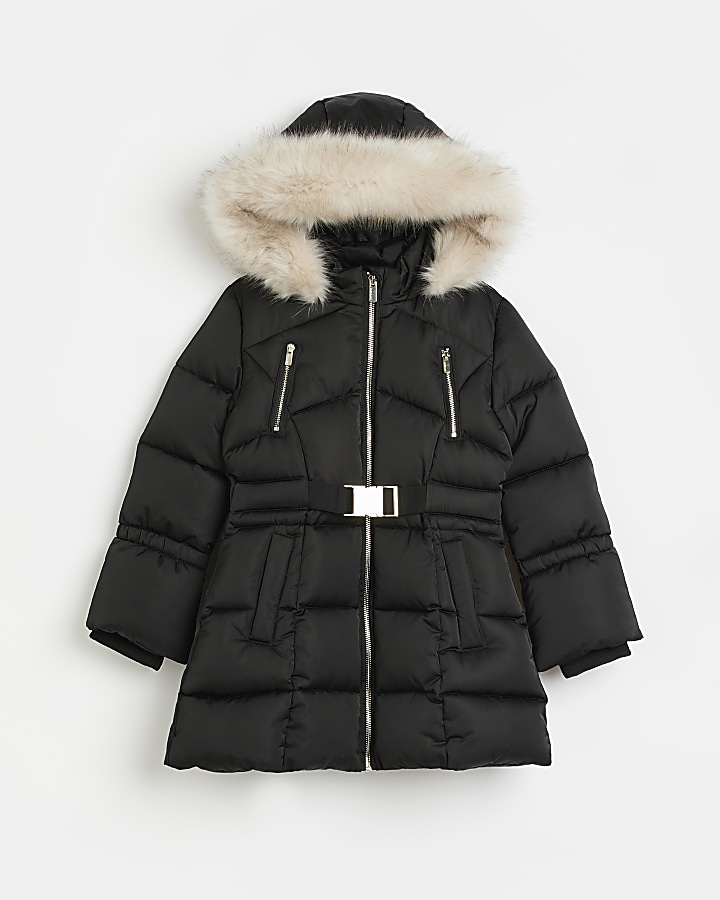 Buy Black Quilted Faux Fur Cuff Short Coat 14, Coats