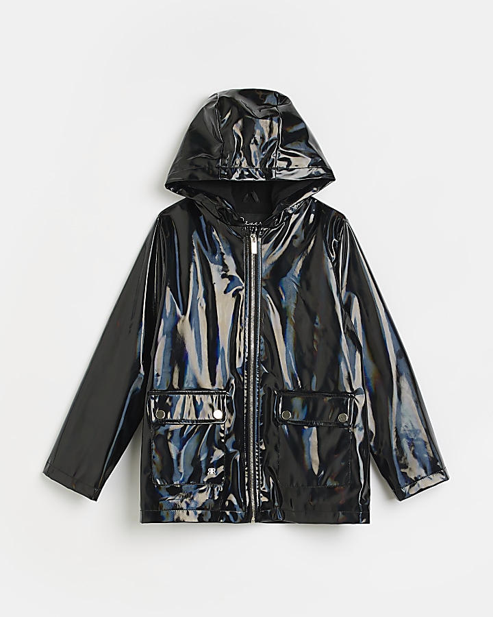 Black Shower Resistant Hooded Parka Coat