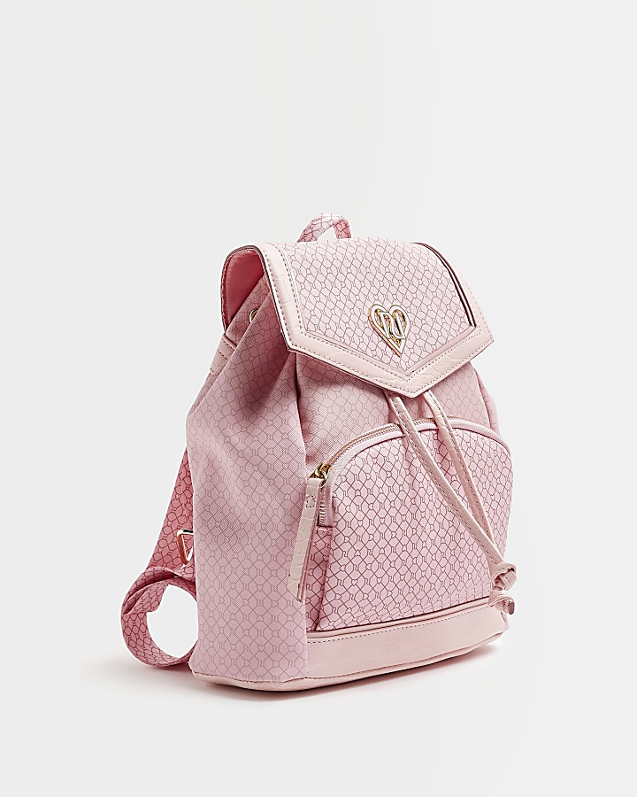 Girls pink RI Monogram Backpack