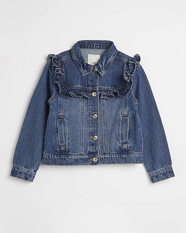 Girls blue frill denim jacket