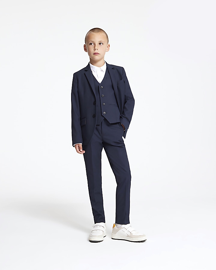 Boys navy suit trousers | River Island