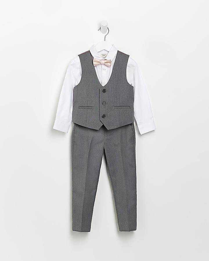 Mini boys grey 4 piece suit set