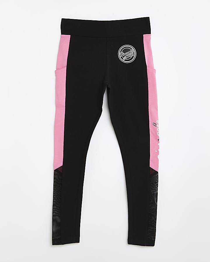 Girls pink Pineapple panelled leggings