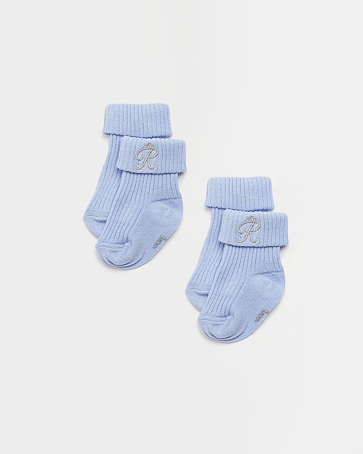 Baby boys blue RI socks 2 pack