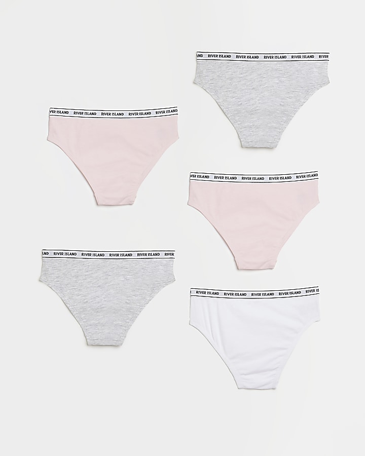 Girls pink RI branded briefs 5 pack
