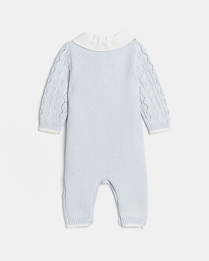 Baby blue pointelle knitted bodysuit