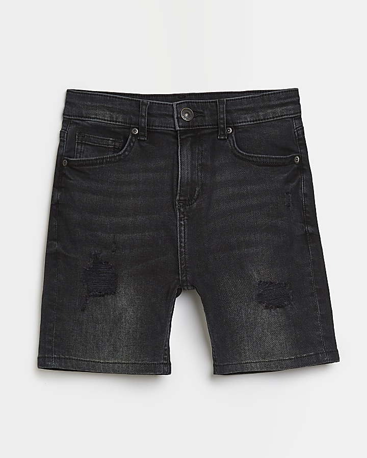 Boys black ripped denim shorts | River Island